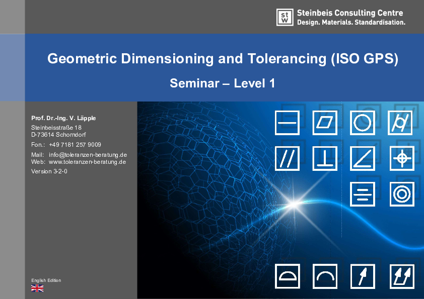 Seminar handbook for - "Dimensional and Geometric Tolerancing (ISO GPS) - Basic Training" - English Edition